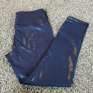 EUC Zyia Navy Metallic Plus Light n Tight Hi-rise 7/8 24"